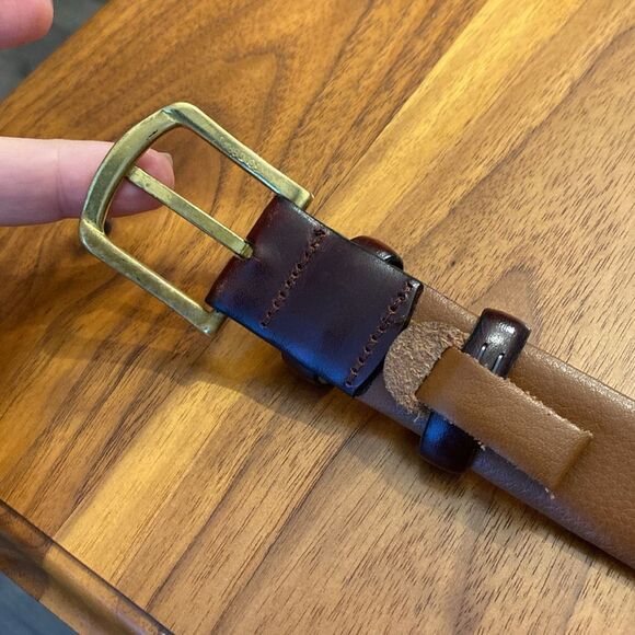 Men’s Warehouse Red Full Grain Italian Leather Size 38” - Picture 4 of 6